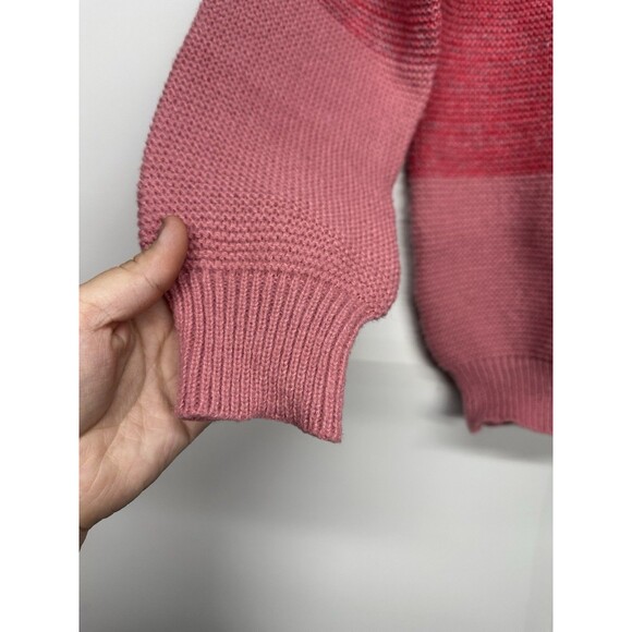 SHEIN Women’s Color Block Sweater Size Large Pink Red White Knit Pullover - Picture 3 of 9